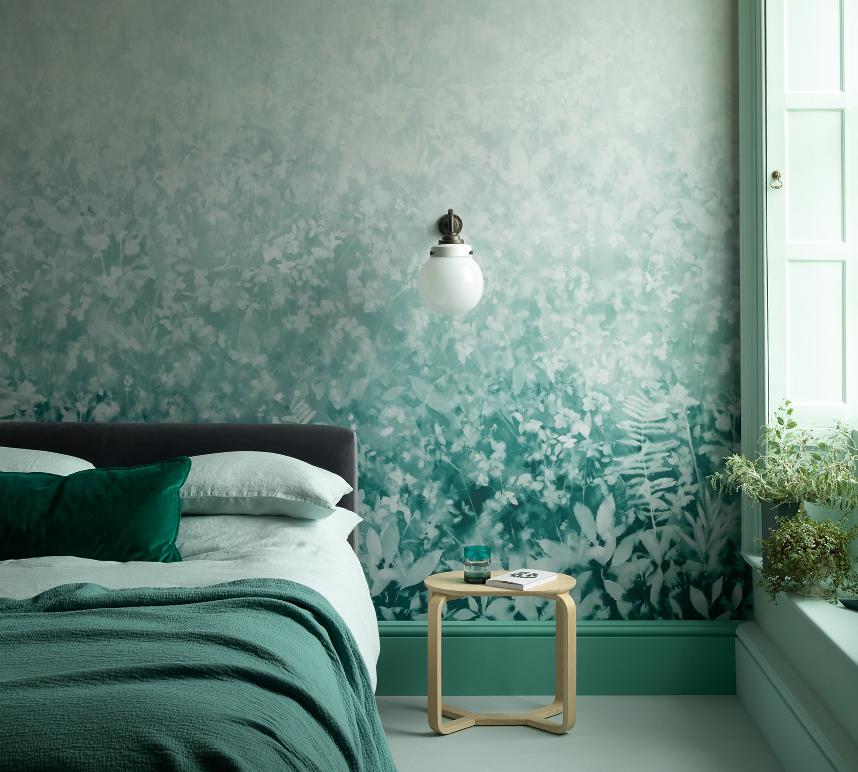 Панно Paint & Paper Library Botany Folia Teal 0360FOTEALZ 3,25х2,1 м фото в интерьере